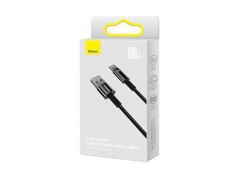 Type-C кабель USB Baseus Tungsten Gold 100W 2m Black (CAWJ000101)