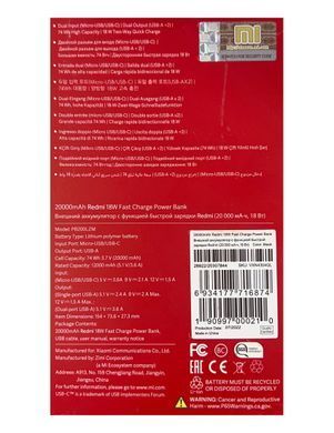 Power bank Xiaomi Redmi PB200LZM 20000mAh Black (VXN4304GL)